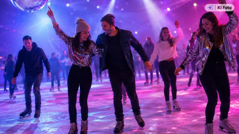 Eislaufparty mit Discobeleuchtung im ICEDOME