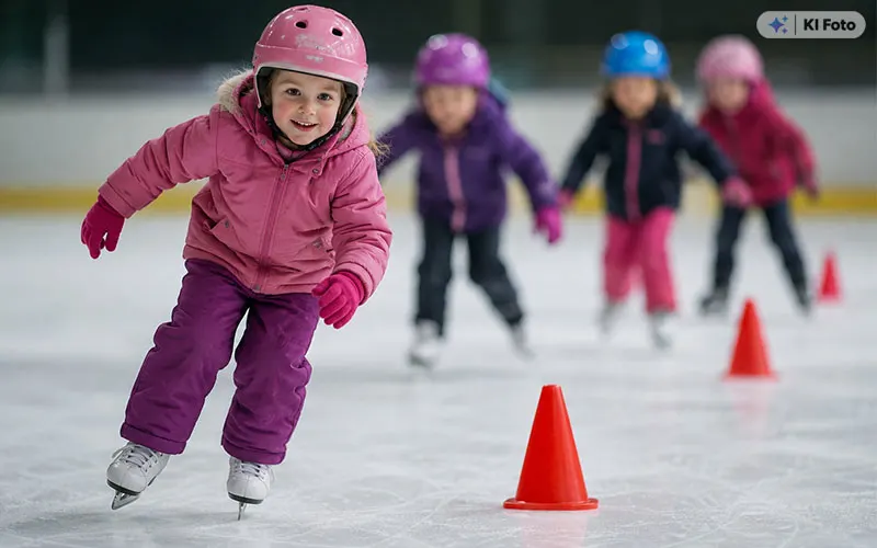 Schulklasse beim Eislaufen in der Eissporthalle Troisdorf